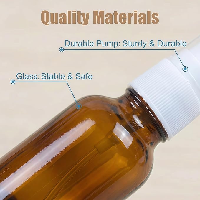 30ml 6PCS /1 Ounce Amber Glass Empty Nasal Sprayers Bottle