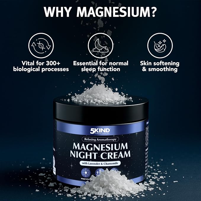 5Kind Magnesium Lotion for Sleep 3.4 fl oz - Magnesium Sleep Cream - Topical Magnesium Cream - Relaxing Lavender & Chamomile Magnesium - Infused with Lavender Essential Oils - Natural Sleep Aid