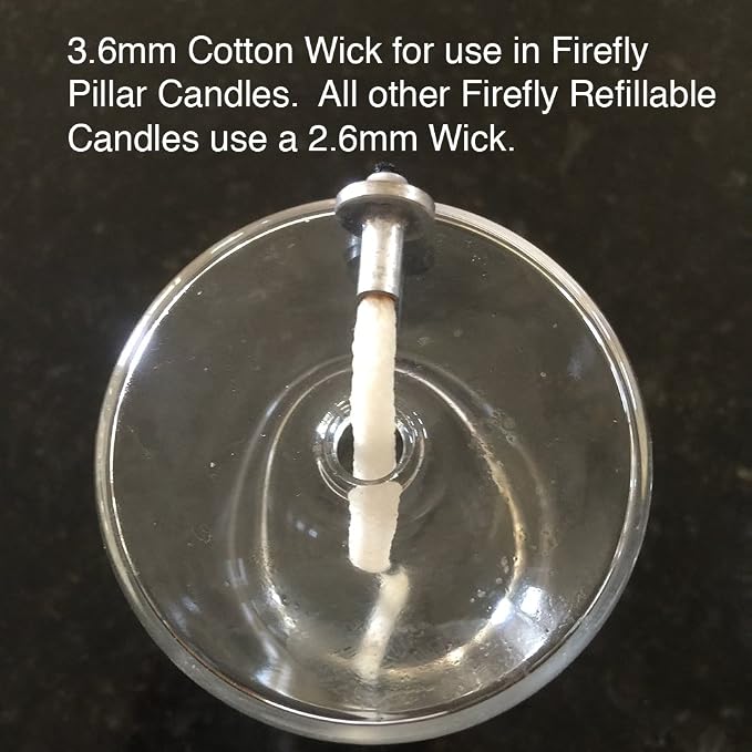 Firefly Brand - 5 Feet of 3.6mm Braided Eco Cotton Replacement Wick for Oil Lamps and Candles for Round Wick Holders