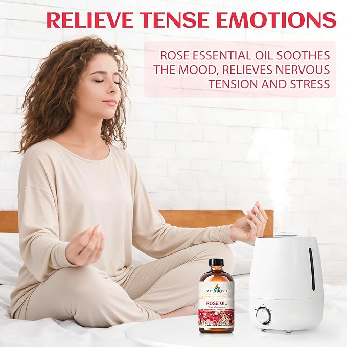 EVOKE OCCU Rose Essential Oil for Skin Care, Relaxation, Home Cleaning, Add to Diffuser and Spary, DIY Candle and Soap - 4 Fl Oz