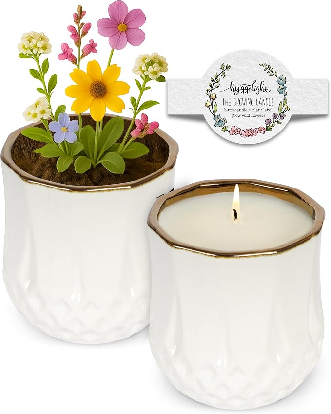 The Growing Candle, Unscented Fragrance Free Candles, 9oz Ceramic Pot, 100% Soy, Astrid