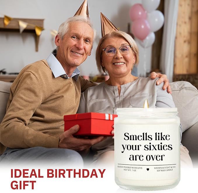 Niyewsor 70th Birthday Gifts for Women Men, Seventy Birthday Candle, 1956 70th Birthday Decorations for Women Men, 70 Year Old Bday Gifts for Friends, Sister, Mom, Dad, Handmade, 7oz