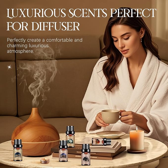 Hotel Diffuser Oils Gift Set, Luxury Fragrance Oil Blend, Hotel Essential Oils for Diffusers for Home, Candle & Soap Making Scents, More 10x5ml Scented Oil, Aromatherapy Oils Kit