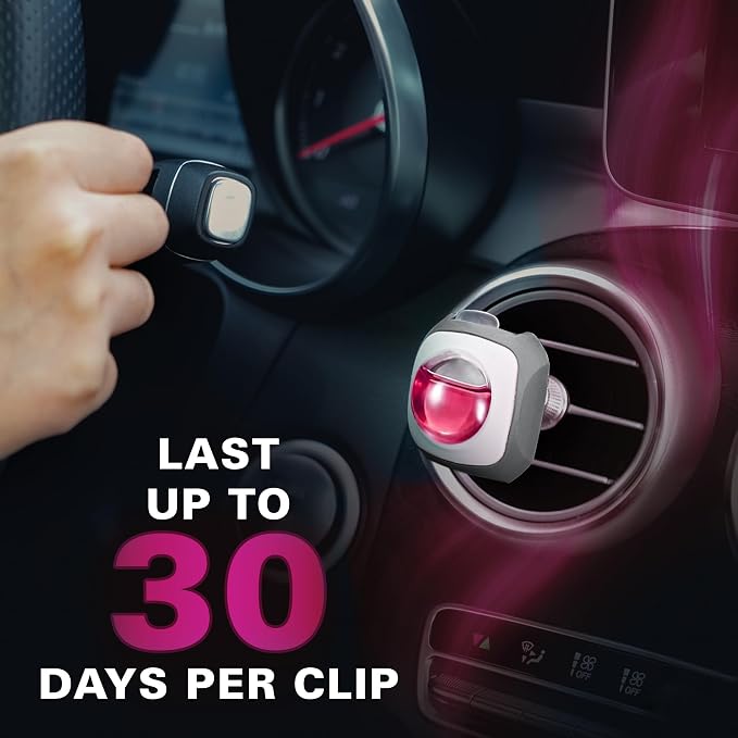 Air Jungles Honey Peach Scent Pink Car Air Freshener Vent Clip, 6 Count Long Lasting Up to 180 days, Natural Essential Oil Car Fragrance for Women and Men, Odor Eliminator - 4ml Each