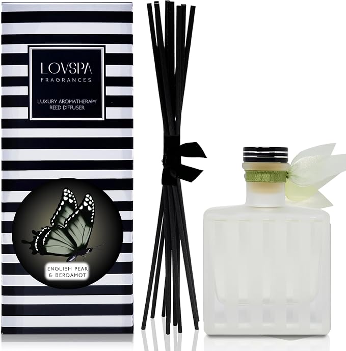 Reed Diffuser Set, Unwind Eucalyptus & Mint Scented Oil Diffuser with Sticks, Home Fragrance Accessories for Bathroom Shelf Decor, Aroma Diffusers for Home or Office Desk, USA Made