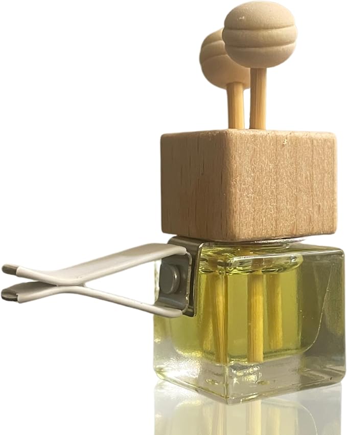 Cute Refillable Car Air Freshener Vent Clip 8mL – Vanilla Latte – 15mL Refill Included – Long Lasting Fragrance Oil Diffuser – 100% American Handmade Odor Eliminator