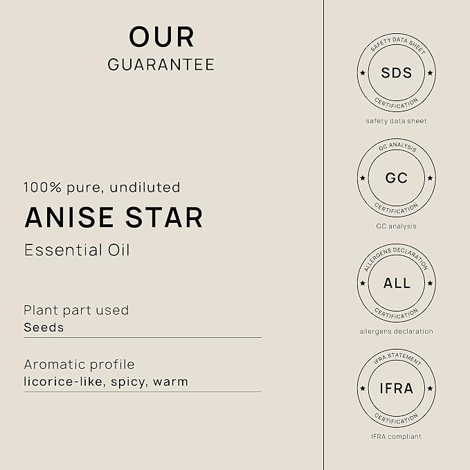 VINEVIDA Anise Star Essential Oil 32 oz - Undiluted for Candlemaking and Soap Making - DIY Candle Scents - Bulk Oil Safe for Skin