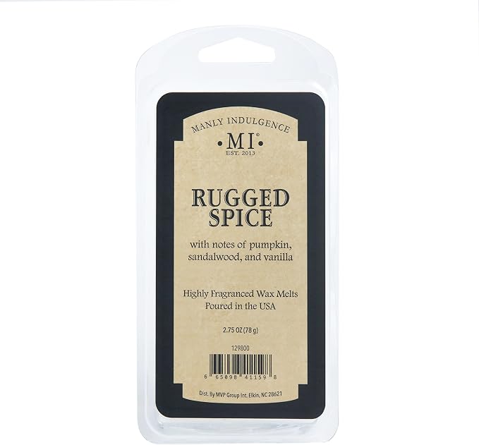 Manly Indulgence Rugged Spice Scented Wax Melts, Wax Melt Warmer Cubes, Long Lasting Scented Wax Warmer Cubes, 4 Pack, 6 Cubes Each - Made in The USA