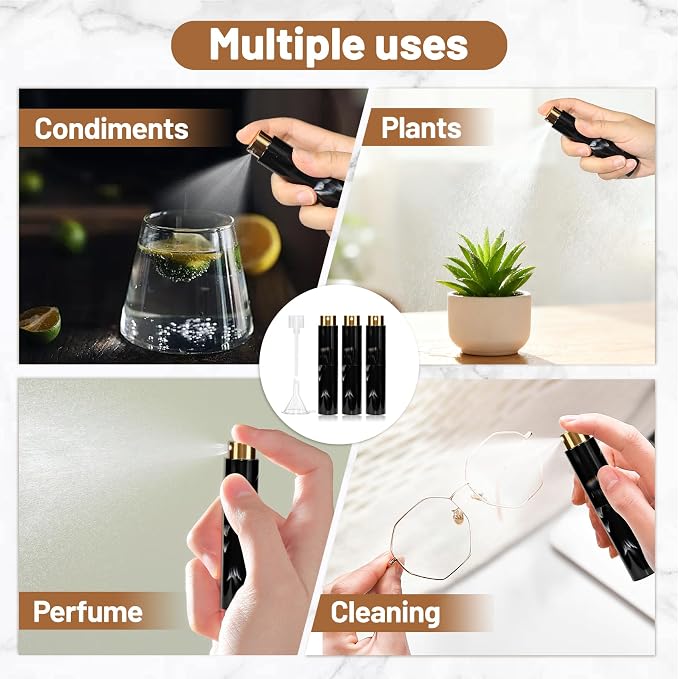 Vitog 10ML Marble Texture Refillable Travel Perfume Atomizer, Empty Cologne Dispenser Mini Spray Bottle With Funnel and Dispensers, Leak-Proof Empty Fragrance Decant Container For Women and Men 3PCS