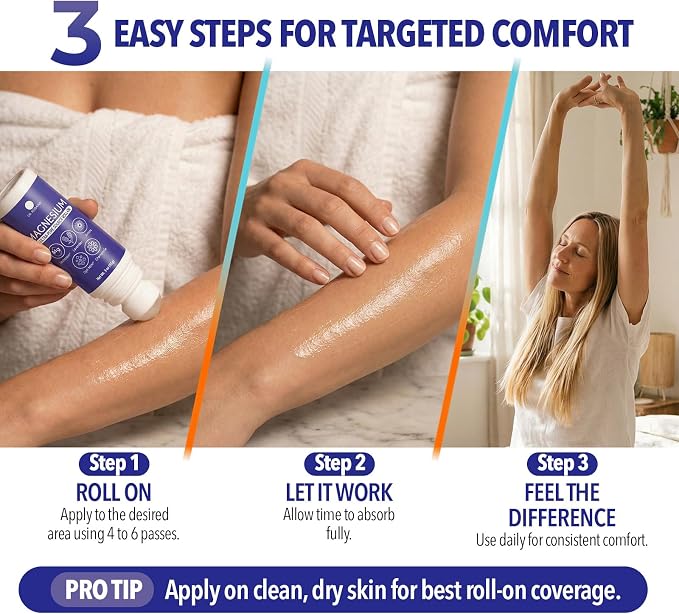 Dr. Robaina Lavender Magnesium Roll On – Zechstein Magnesium & OptiMSM with Lavender Oil for Sleep Support, Nighttime Leg Comfort & Relaxation, 3 oz