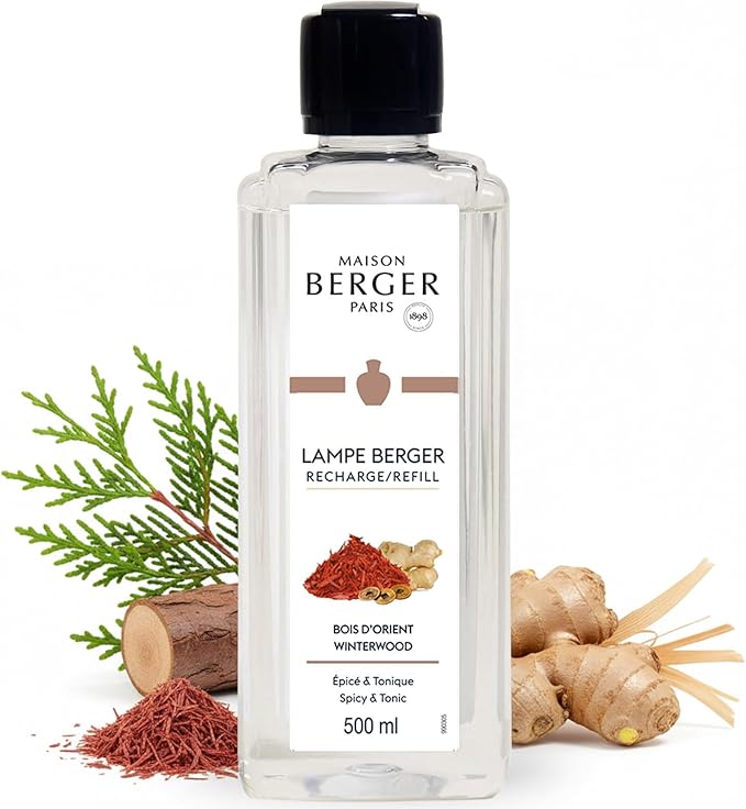 MAISON BERGER Winterwood Lampe Berger Refill, 500 ml (16.9 fl oz), 2-in-1 Catalytic System, Neutralizes Odors and Diffuses Fragrance, Lemon, Ginger, Cedarwood, Made in France | Catalytic Lamp Fragrance Refill, Helps Neutralize Odors, ~80 h Fragrance Di...