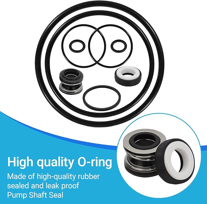 Pool Pump O-Ring Rebuild Kit Fit for Pentair SuperFlo & SuperMax Kit 78 -Includes PS-200 Shaft Seal, Lid O-Ring, Diffuser Quad Ring, Drain Plug O-Rings, Union O-Rings, Seal Plate O-Ring