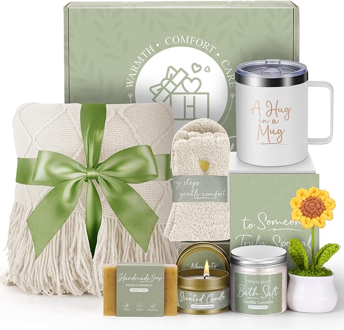 Get Well Gifts for Women After Surgery, Sending Sunshine Relaxing Gift Baskets for Mom Women Her Best Friend Wife Daughter Birthday Gifts Self Care Kit, Get Well Soon Spa Basket Care Package