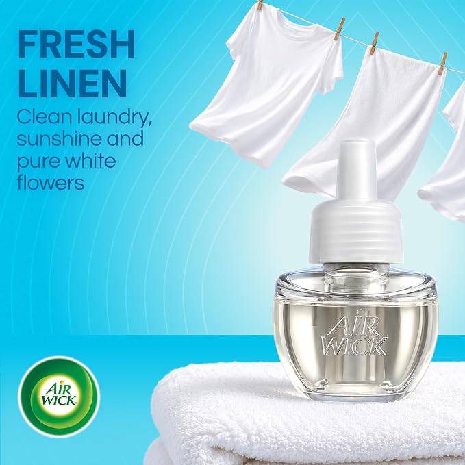Air Wick Plug-In Scented Oil Refills, 10 Count, Fresh Linen, Air Freshener, Essential Oils, Eco Friendly