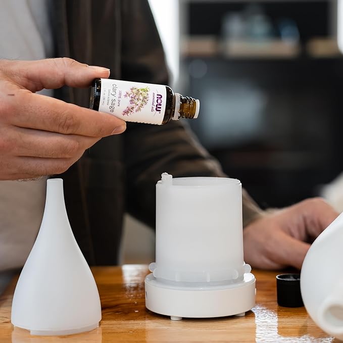 NOW Essential Oils, Clary Sage Oil, Focusing Aromatherapy Scent, Steam Distilled, 100% Pure, Vegan, Child Resistant Cap, 1-Ounce