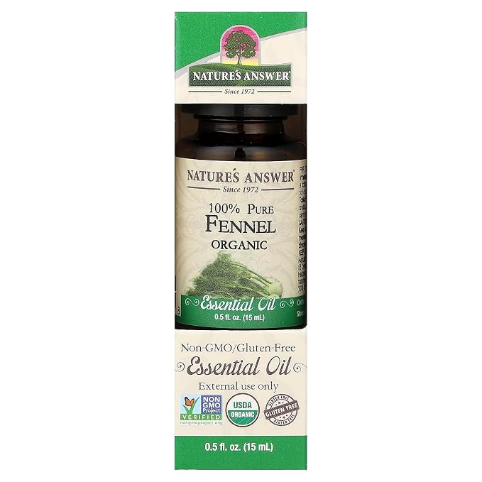 Nature’s Answer USDA Organic Sweet Fennel Essential Oil, 100% Pure, Natural Aromatherapy Oil for Diffuser/Humidifier, Steam Distilled 0.5 fl oz. (15ml), Made in USA