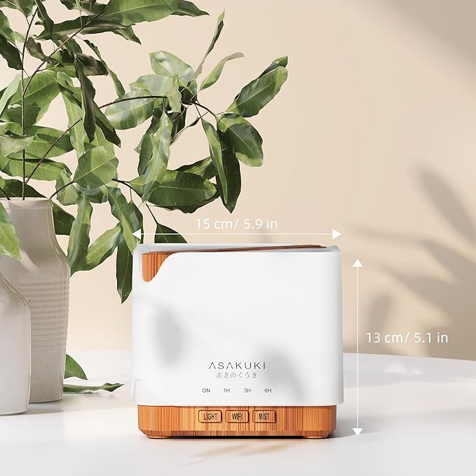 ASAKUKI Essential Oil Diffuser for Home, Smart WiFi 700 ml Humidifier, Easy Connect with Alexa and Google Home, Phone App & Voice Control, Customized Schedule Timers and LED Light - Yellow