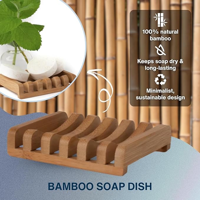 Water Scents Spa Gift Set Bundle for Women – Bamboo Bath Tray, Lavender Bath Block & Body Wash Bar – Relaxing Gift for Her, Self Care Set, Birthday Present, Bath Essentials for Home Use