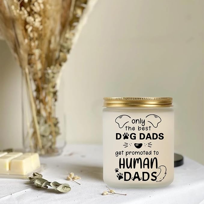 New Dad Gifts, Dog Print Lavender Scented Candle - Fathers Day Gift for First Time Dad