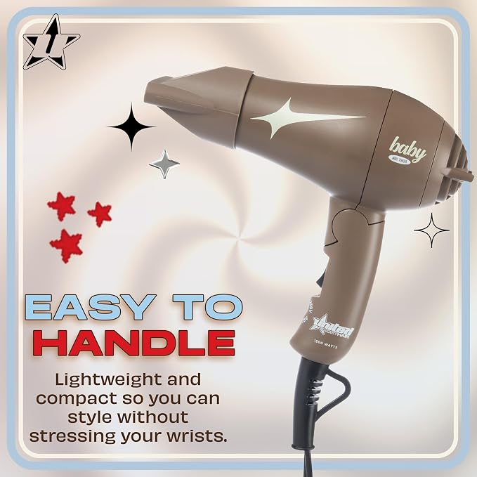 Travel Hair Dryer – Lightweight Dual Voltage Mini Blow Dryer for Women and Men with Foldable Handle, Styling Nozzle and Diffuser | 1200W Fast-Drying Power