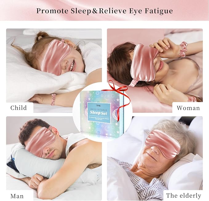 my novel things Satin Pillowcase Gift with Silk Satin Sleep Mask 4 Scrunchies, 2Pack Standard Size Pillow Cases Luxury Gifts for Women Mom Mother Wife Birthday Valentines Day Wedding for Girlfriend