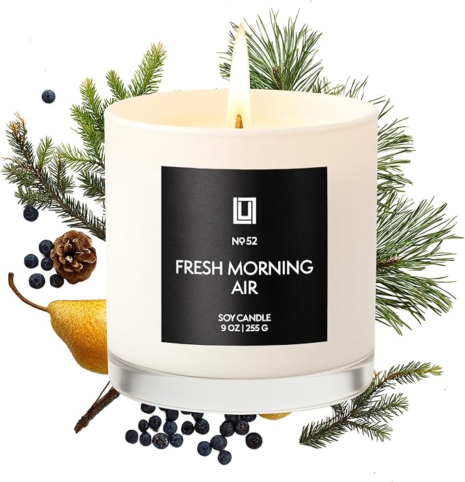 Lulu Candles | Fresh Morning Air | Luxury Scented Soy Jar Candle | Hand Poured in The USA | Highly Scented & Long Lasting (9 Oz.)