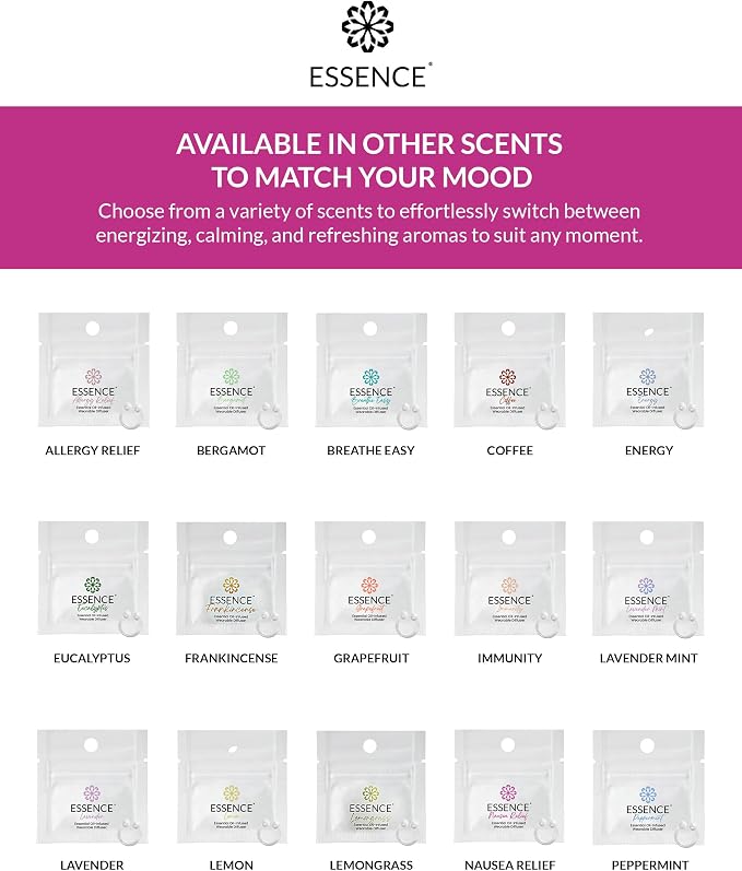 Essence Wearable Aromatherapy Nasal Diffuser – Nausea Relief Essential Oil Nose Ring – Personal Scent Clip for Travel, Work & Everyday Use – Made in USA