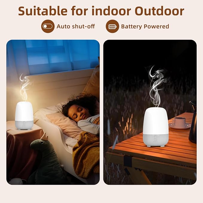 SEEDSEEL 150ML Rechargeable Battery Operated Essential Oil Diffuser, Portable Cordless Aromatherapy Diffuser,7-Hour Runtime with 7 LED Color Changing Lights for Home, Office, Bathroom, Travel
