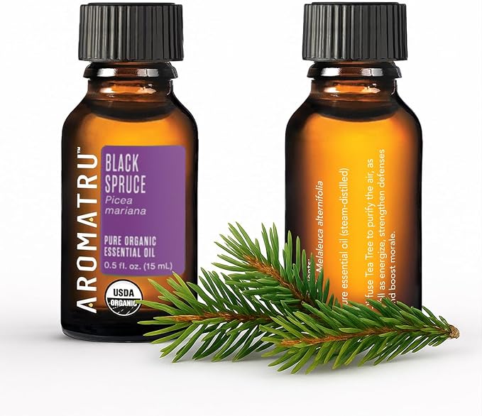 AromaTru Purify Essential Oil Kit – Tea Tree, Eucalyptus Globulus, Lemon, and Black Spruce – Organic & Wildcrafted – ISO Certified – No Synthetic Fillers – Ethically Sourced