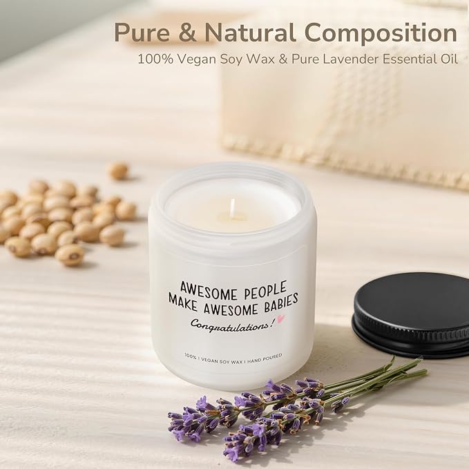 New Parents Gifts for Couples, Funny Pregnancy, New Born, Baby Shower, Gender Reveal Gifts, Parents to Be Gift, Expecting Mom - Lavender Scented Candle