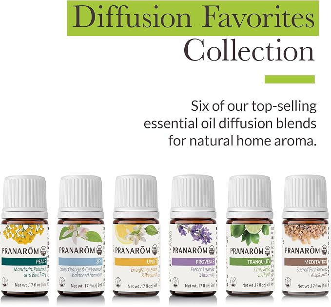 Pranarom - Diffusion Favorites Kit (6x5ml) - Peace, Zen, Uplift, Provence, Tranquility, Meditation