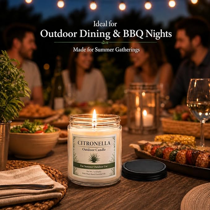 Citronella Candles Outdoor - 6 Pack Soy Wax Citronella Candles, 42 oz 300 Hours Total Outdoor Candle Set for Patio Backyard, Garden, Balcony, Deck, Porch, BBQ, Camping & Summer Parties