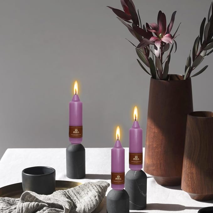 4 PCS Purple Candlesticks 5 inch Small Taper Candles Stick Unscented for Wedding Party Home Décor Candles Advent Candles