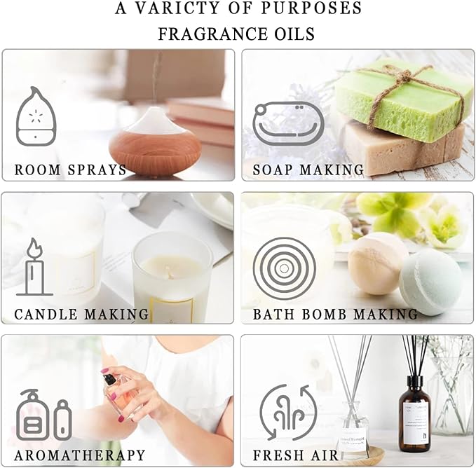 PHATOIL 9Pcs Fruity Fragrance Oil Gift Set, 10ml/0.33fl.oz Fragrance Oils for Soap, DIY Candle, Bath Bombs Making, Fruit Scented Oils for Diffusers for Home
