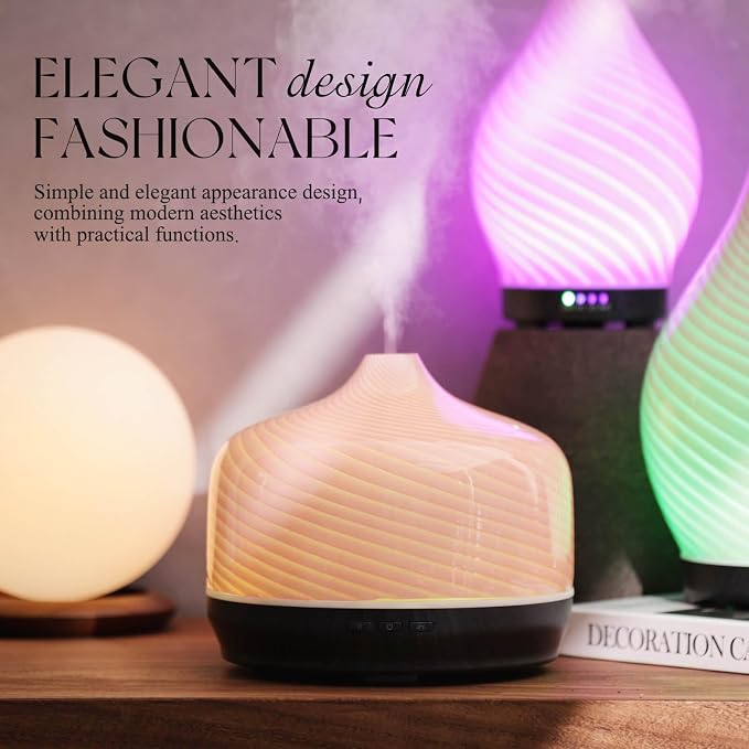 Porseme 500ml Glass Essential Oil Diffuser Aromatherapy Ultrasonic Cool Mist Humidifier 15-21 Running Hours Waterless Auto-Off Air Diffusers for Sleeping Yoga Working Spa(Pure Pink)