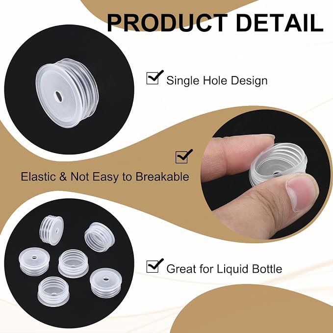 PATIKIL Bottle Adapter 0.79"/20mm Press in Plugs Clear 25Pcs, 0.17" Hole | for Oral Dispenser Liquid Oil Plastic Glass Bottles Stopper