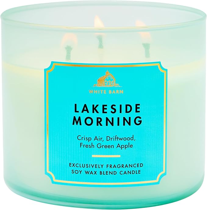 Bath & Body Works Lakeside Morning 3-Wick Candle - Scented Candle for At-Home Use - Long-Lasting, Room-Filling Fragrance - High Fragrance Oil Concentration - Soy Wax Blend