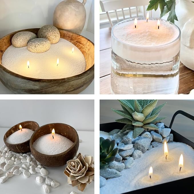 Foton Pearled Candle 18 Oz - Sassy Citrus Scented Non Toxic Luxury Long Lasting Powder Candles up to 120 Hours - Refillable Candle Sand with 30 Wicks for Candle Making
