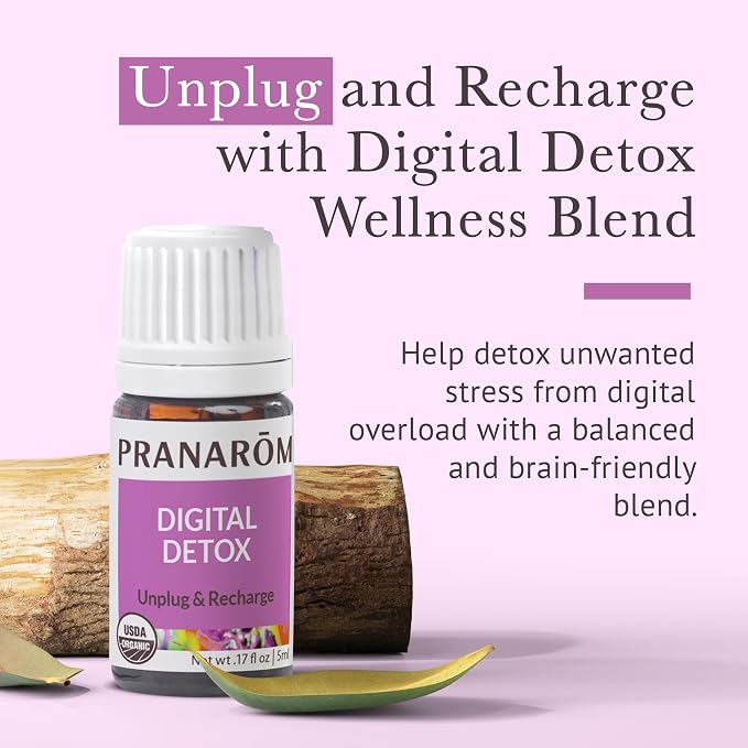 Pranarom - Digital Detox Wellness Blend 5ml - for Tech-Savvy Individuals - Diffusing for Relaxation Ambiance - 100% Pure, Certified Organic Essential Oils
