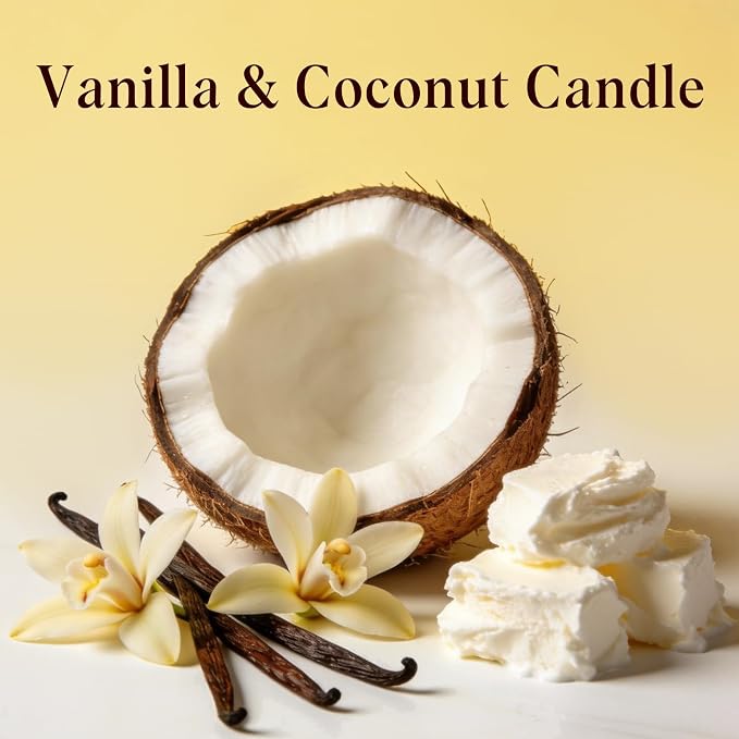 Homsolver Creamy Vanilla Coconut Scented Candle, Natural Soy Candles with 50+ Hours Burn Time, Anniversary Birthday Mothers Day Gifts for Women, Mom Wife, Warm&Soft Home Fragrance(Boutique Gifts Size)