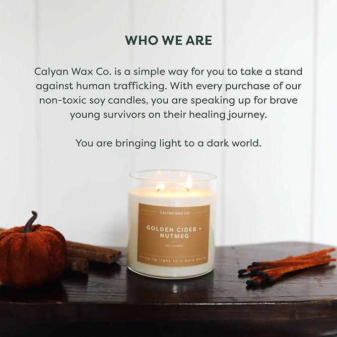 Calyan Wax Co. Golden Cider & Nutmeg 2 Wick Scented Candle - 37 Hour Burn - Luxury Clean Soy Wax Candles - Long Lasting Large Glass Jar Candle for Home - 8.8oz