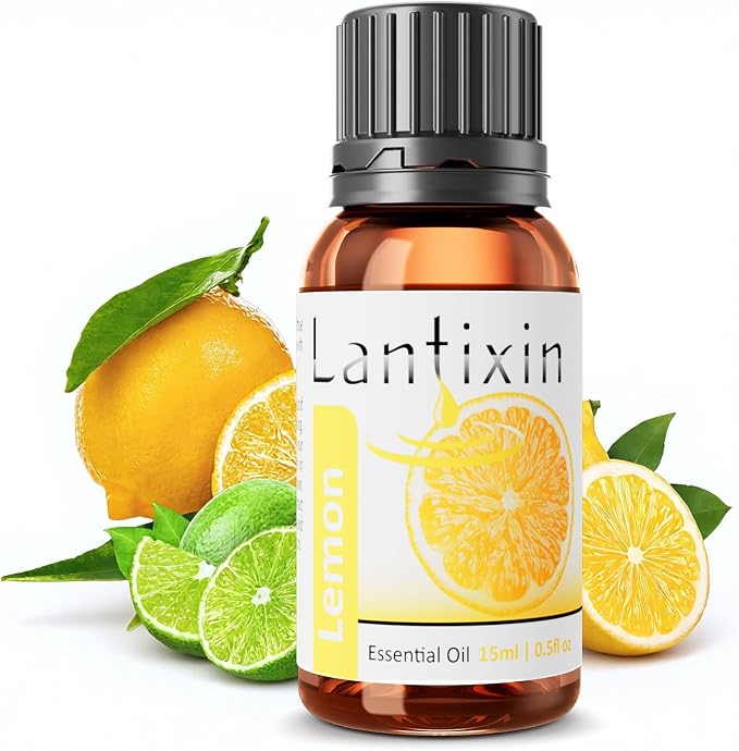 Lantixin 100% Pure Lemon Essential Oil – Natural Undiluted Scent for Diffuser – Bright & Purifying Home Fragrance for Ultrasonic Diffusers, Meditation & Crafting – 0.5 fl oz(Lemon)