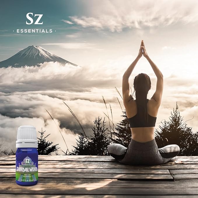 Sandalwood Essential Oil, 100% Pure, Natural Oil - (Santalum Album) Indian Sandalwood - Deep, Woody, Balsamic Scent with Delicious Aroma - Therapeutic Grade & Vegan - 0.22oz (6.5ml)