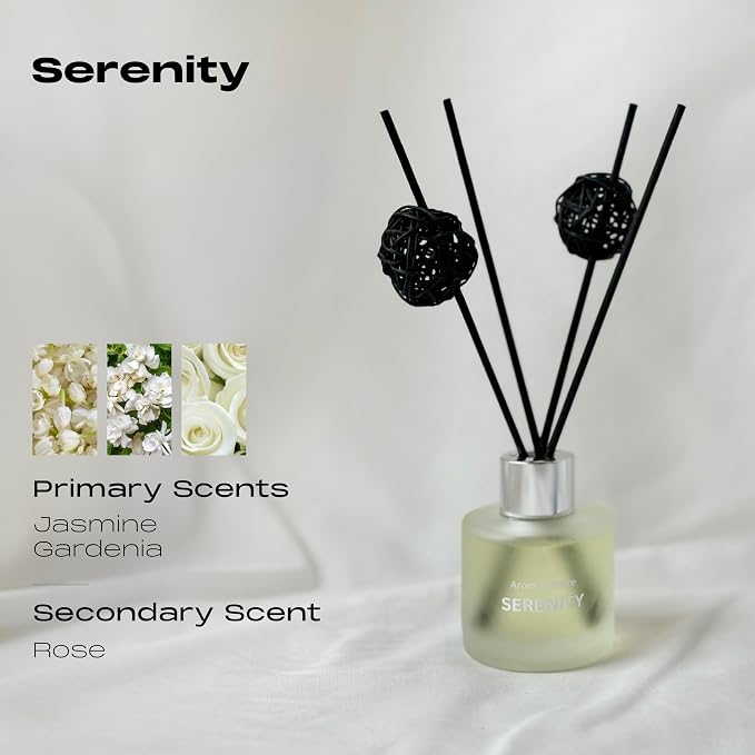 Reed Diffuser Set of 3 | Aromatherapy Fragrance Oil | 12 Sticks and 6 Rattan Balls, 3 x 50ML | Home, Office, Bathroom, Bedroom Essentials (Eucalyptus, Jasmine, Lemongrass, Sky Blue)