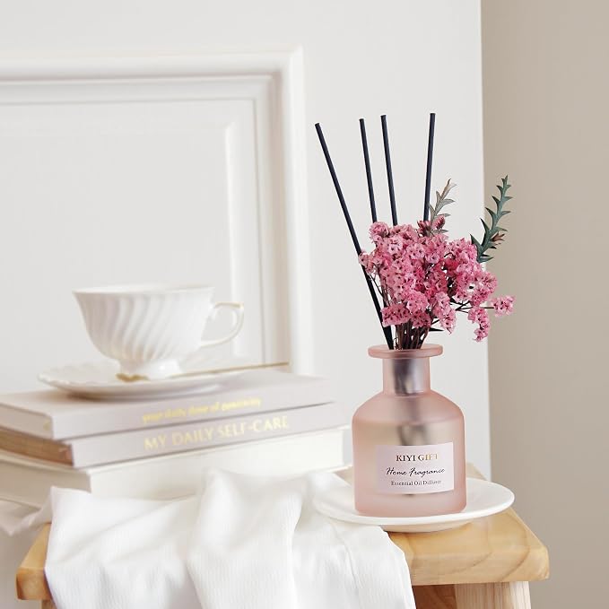 Reed Diffuser Set, Scent Diffuser with Sticks, Home Fragrance, Reed Diffuser for Bathroom, Shelf Decor, 4.06oz Jasmine Rose