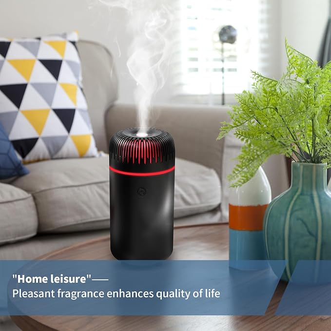 Car Humidifier Aromatherapy Essential Oil Diffuser USB Mist Mini Portable for Home Office Bedroom, 100ML, Black