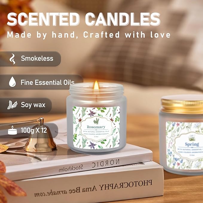 YOROXRG 12 Pack Scented Candles with Added Natural Essential Oils, 3.05oz, Suitable for Various Festivals, Parties, Yoga, and Home Scene