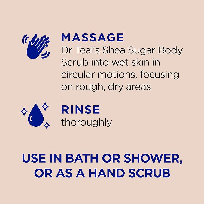 Dr Teal's Shea Sugar Body Scrub, Shea Butter with Almond Oil & Essential Oils, 19 oz (Pack of 3)