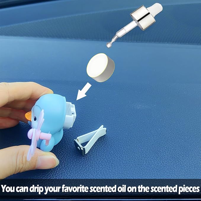 Cute Car Air Freshener Vent Clips, 3D Animal with Mini Fan Diffuser Vent Clip, Air Conditioning Decoration Car Accessories for Women and Men