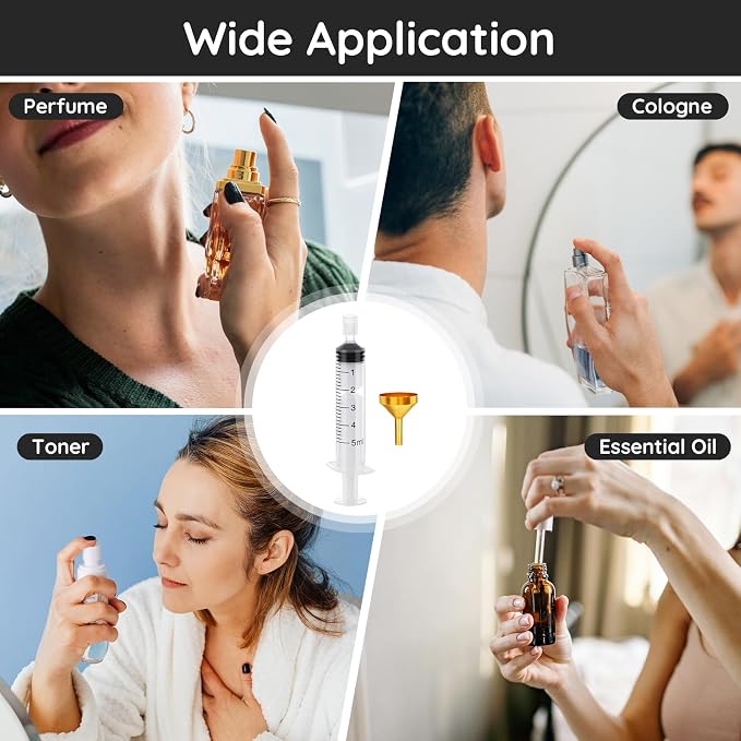 Segbeauty 10pcs Perfume Travel Refill Tools, 5ml Plastic Perfume Extractor Dispenser Refill Tool Transfer Tools Set for Refill Perfume, Large Funnel for Refillable Cologne Perfume Atomizer